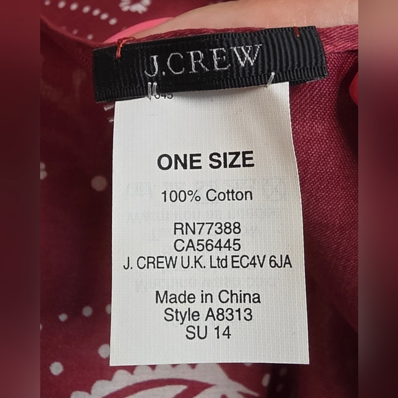 J. Crew x Wallace & Barnes Deep Rose Paisley Cotton Bandana - Picture 5 of 6